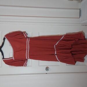 Sò Vintage Women's Bohemian Asymetrical Neck Ruffled Skirt Dress Size Large